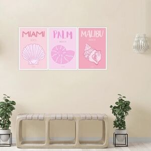 Pink Beach Themed Wall Art Set